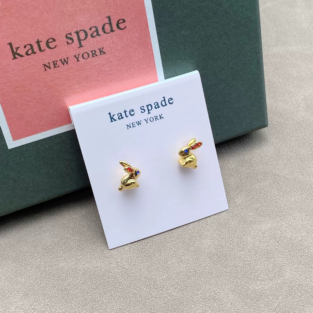 kate spade Gold Plated Crystal Studded 3D Rabbit Earrings